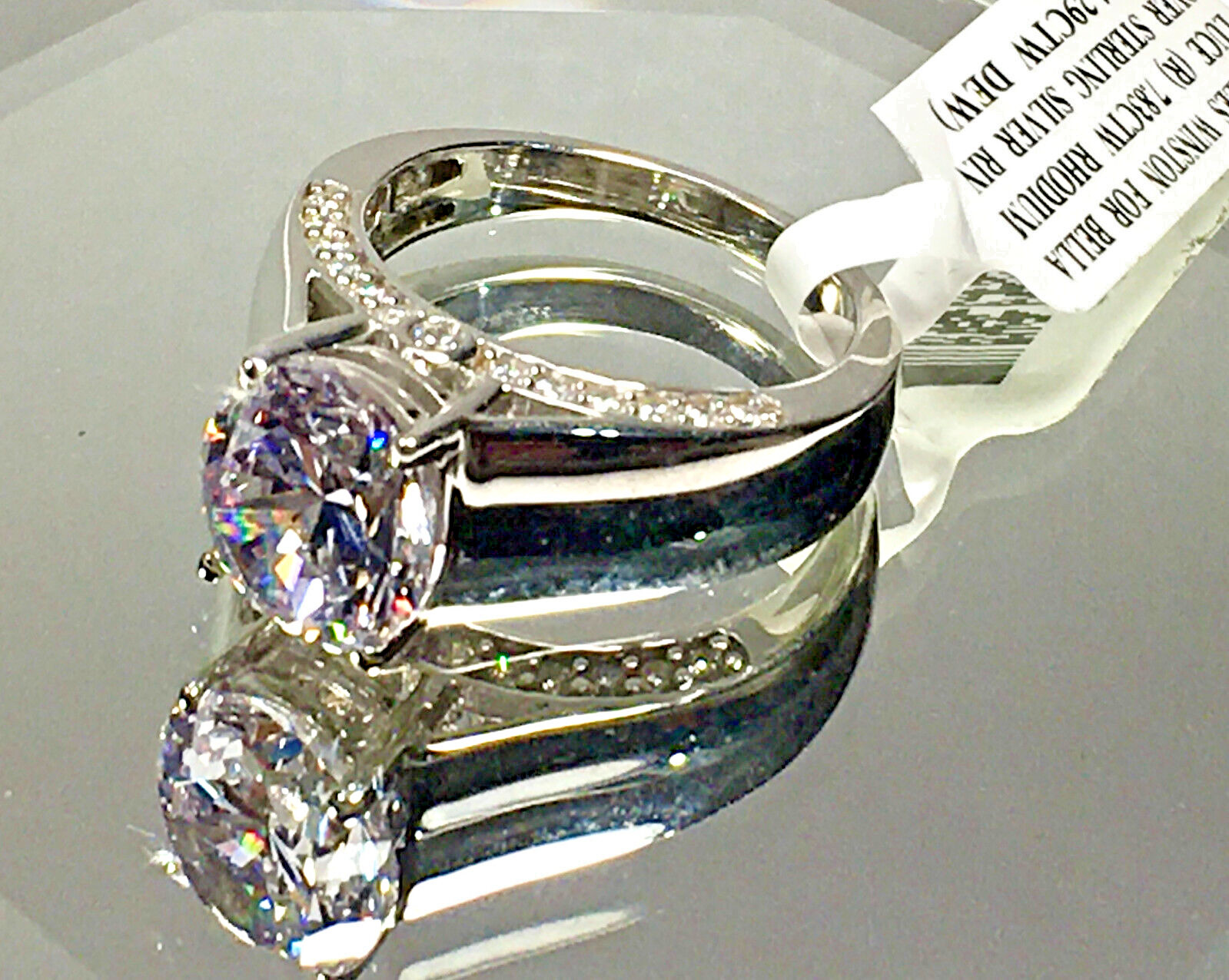 CHARLES WINSTON BELLA LUCE 7.83 CTW ZIRCONIA RHODIUM OVER STERLING RING SIZE 9