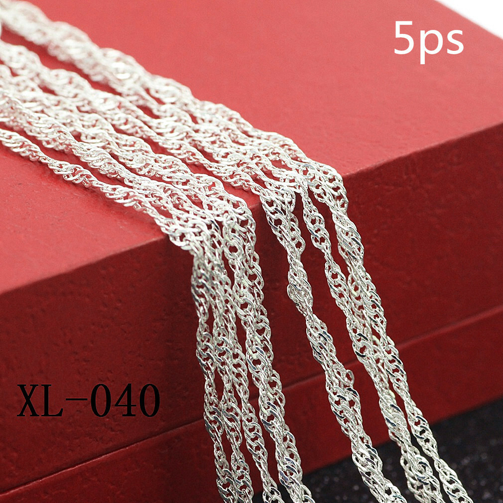 5pcs 16inch-30inch 925 Silver Water-Wave Chain Necklace Silver Jewelry