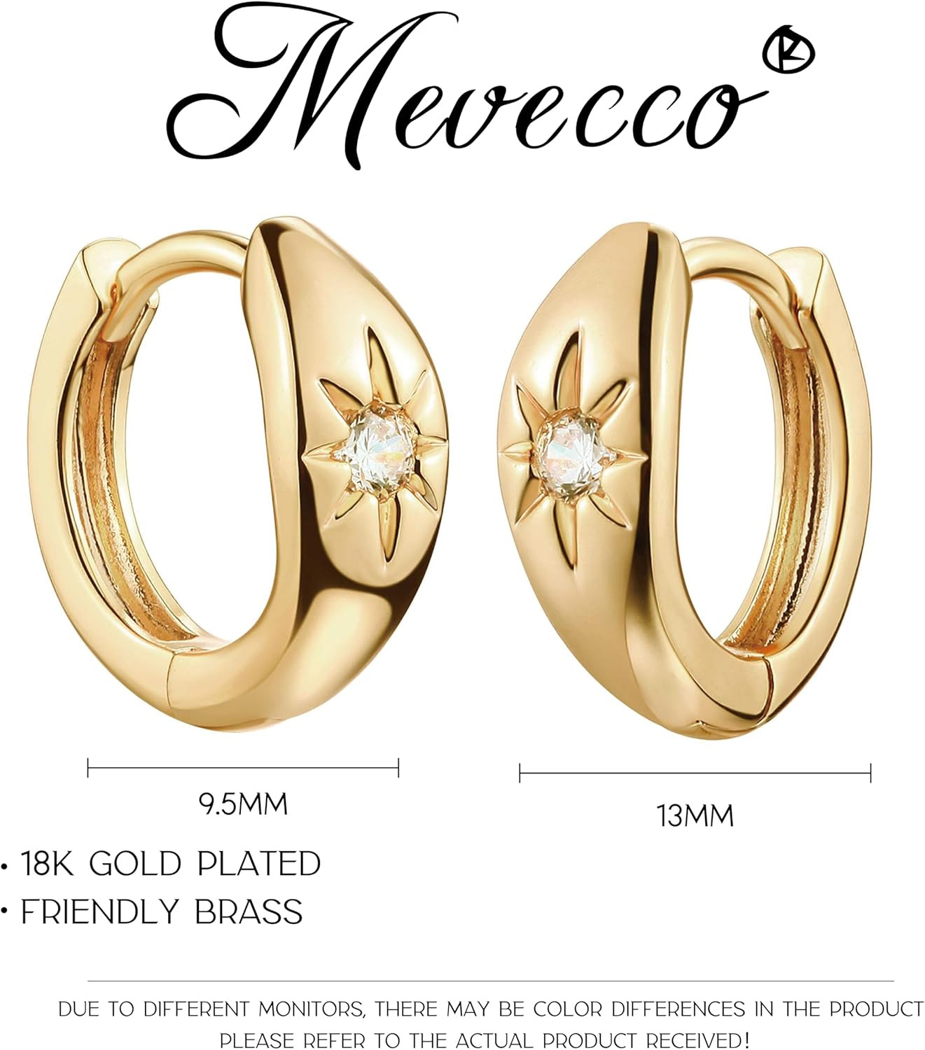 Chunky Huggie Hoop Earrings for Women Starburst Beaded Styles | 18K Gold Plated