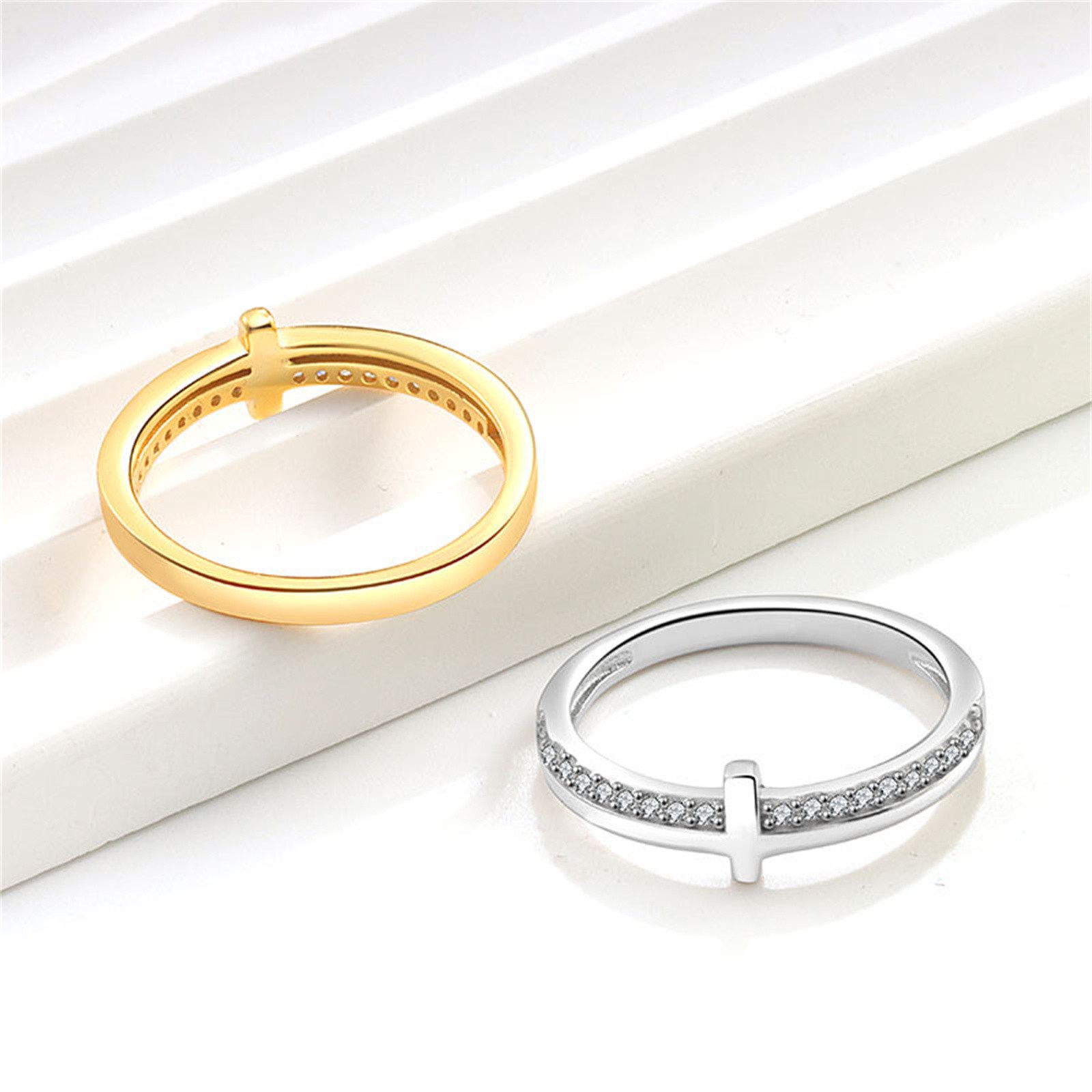 Women’s Casual Rhinestone Cross Brass Ring – Anniversary Birthday Gift for Wife