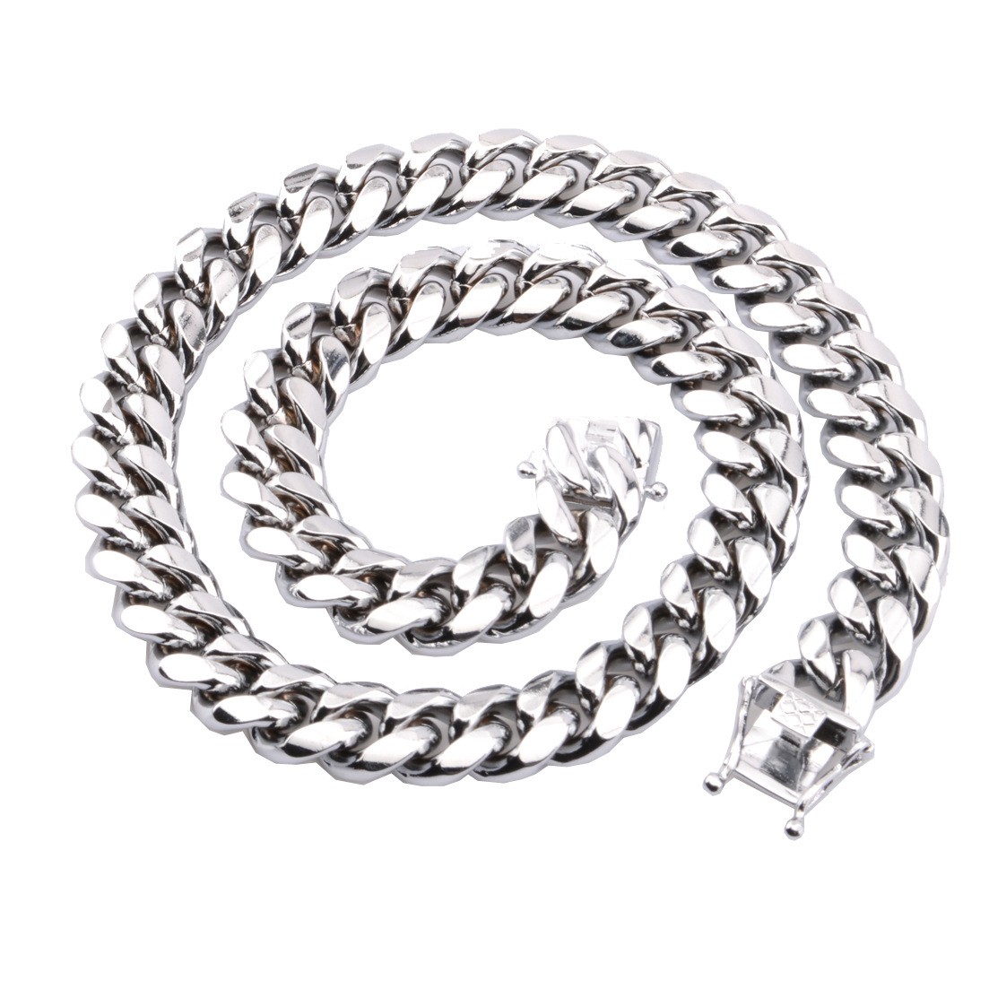 6-22mm Hip Hop Stainless Steel Miami Cuban Link Chain Necklace Silver Color