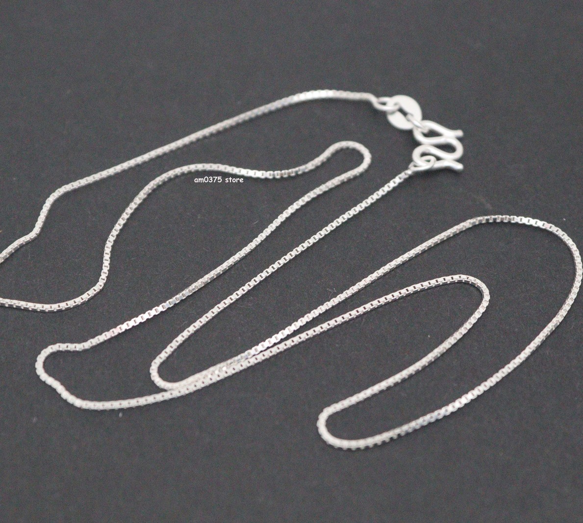 Pure 990 Fine Silver Chain For Women Thin 0.8mm Box Necklace Link 18inch /2-3g