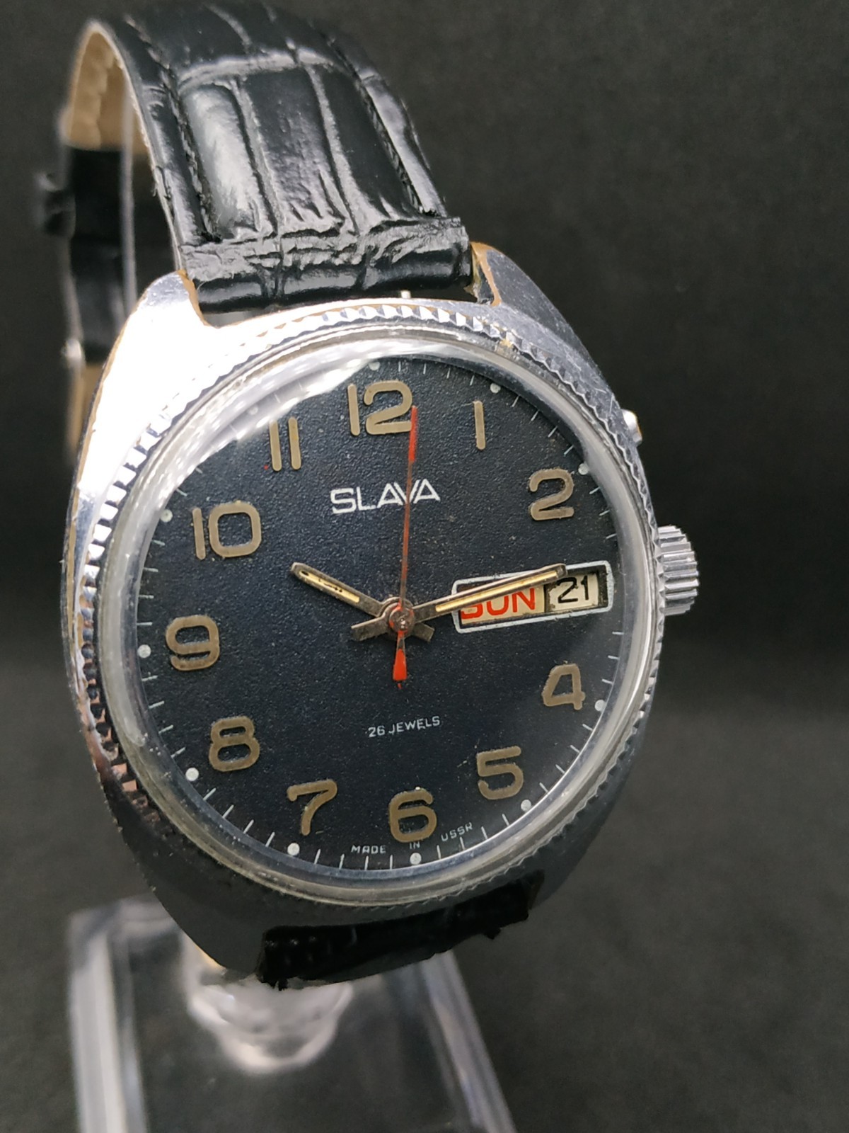 Classic Men’s Vintage Watch SLAVA USSR Mechanical SERVICED Retro Soviet day/date
