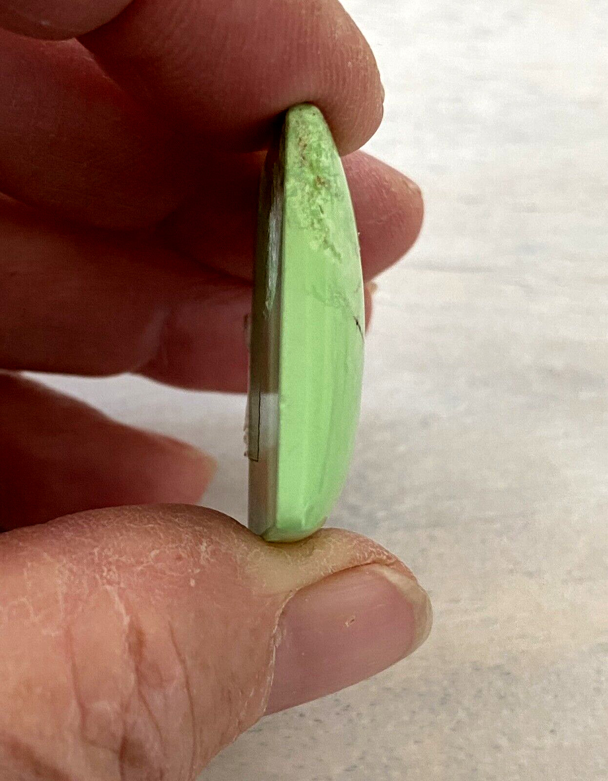 Pair Large Lime Green Gaspeite Rectangular Cabochons Not Backed