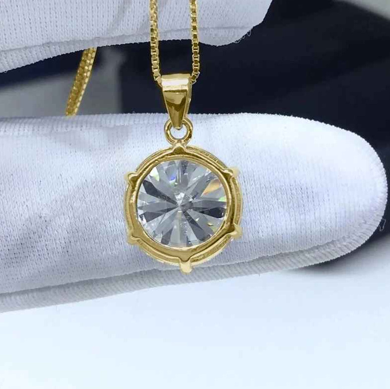 Multi-size Moissanite Simple Solitaire Pendant Necklaces for Women Neck Chains