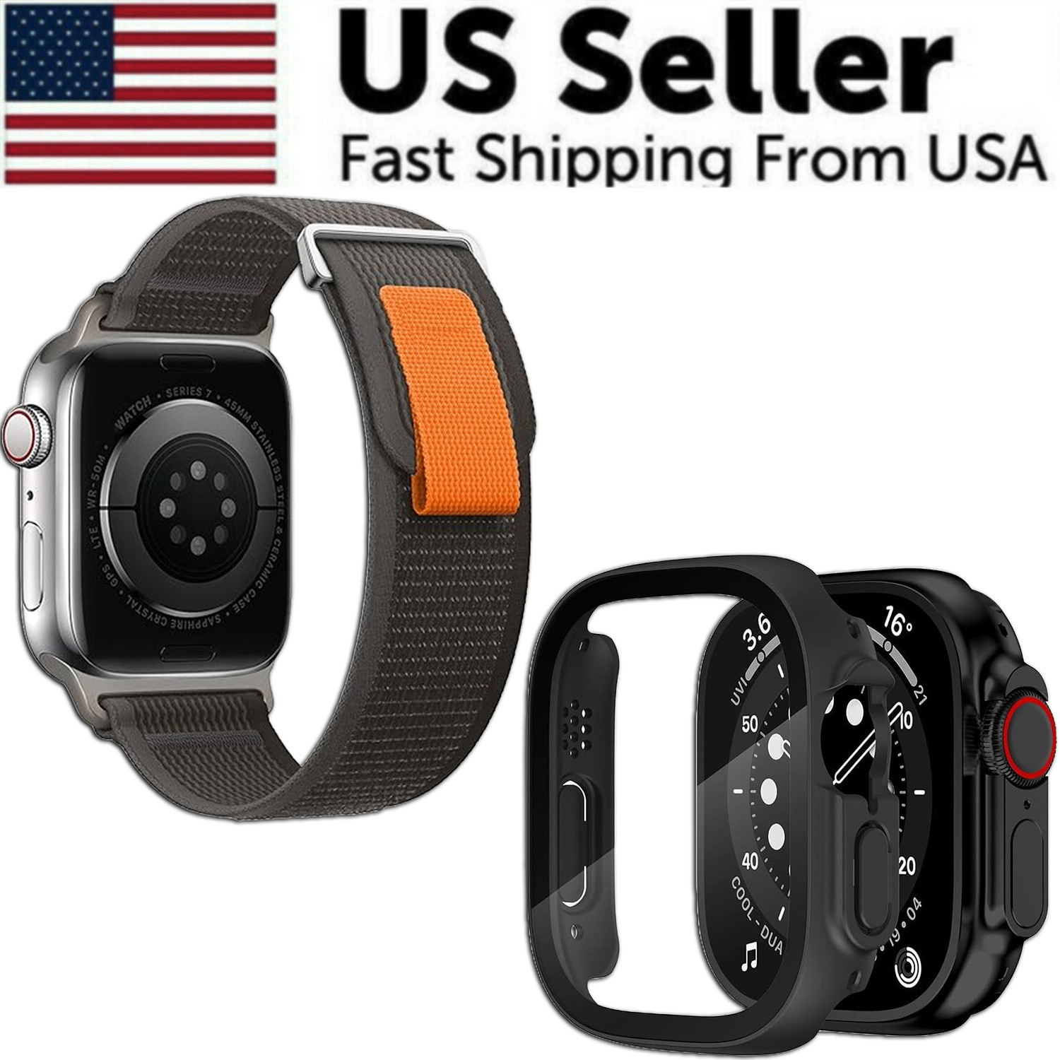Nylon Trail Loop Watch Band Strap For Apple Watch Ultra 2 9/8/7/6/SE 44/45/49mm