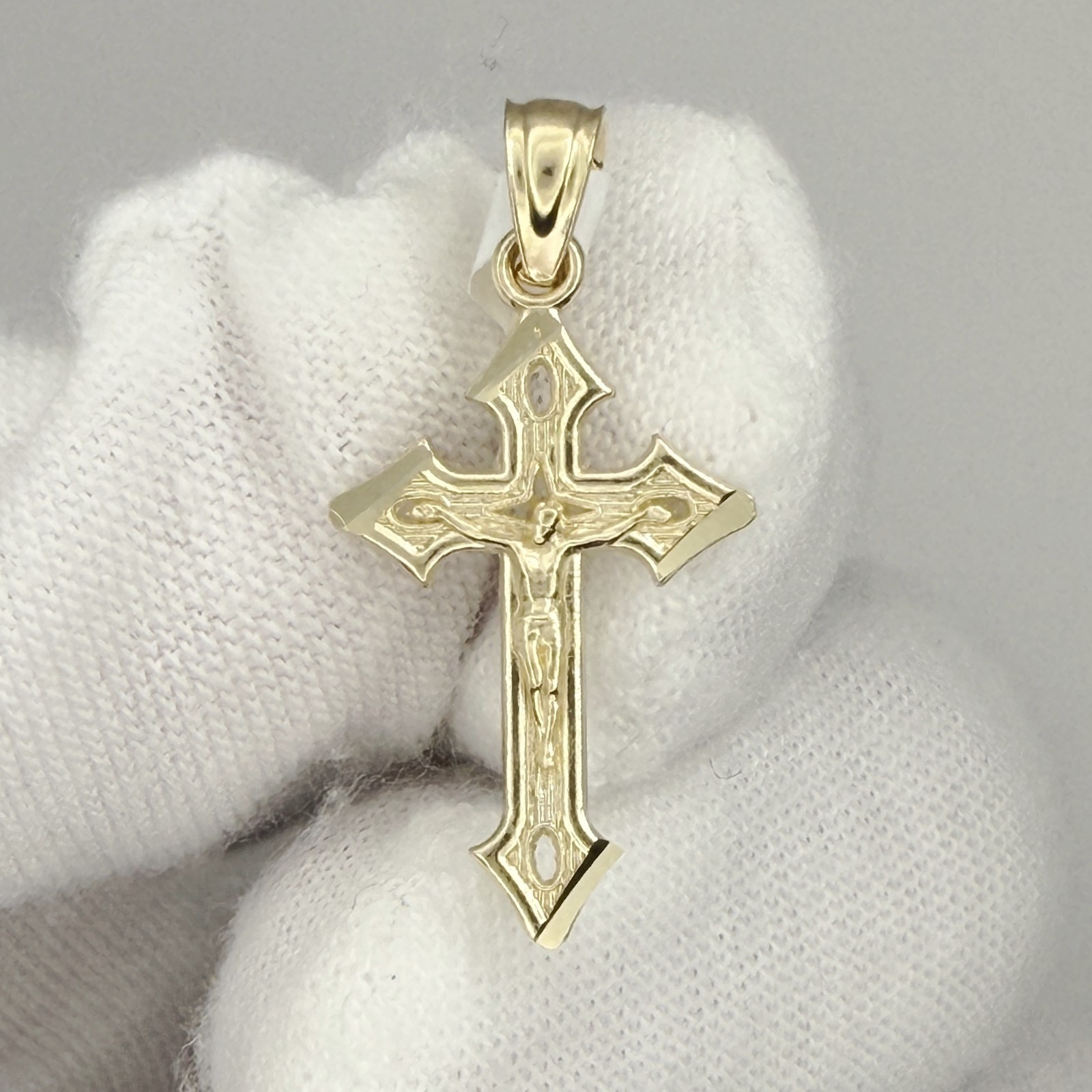 10k Yellow Gold Crucifix Cross Religious Jewelry Gift For Her Him Charm Pendant