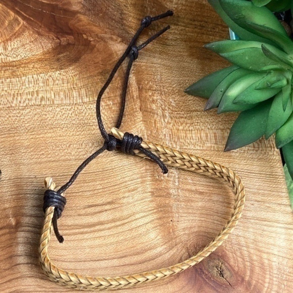 Mens Bracelets Bundle Adjustable Faux Leather and Hemp Matte Onyx Stone Beads