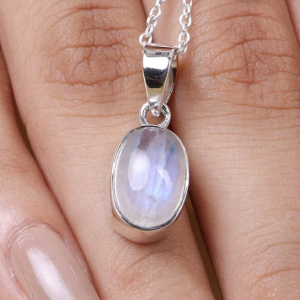 Natural Moonstone Gemstone 925 Sterling Silver Handmade Pandant For Gift D-734