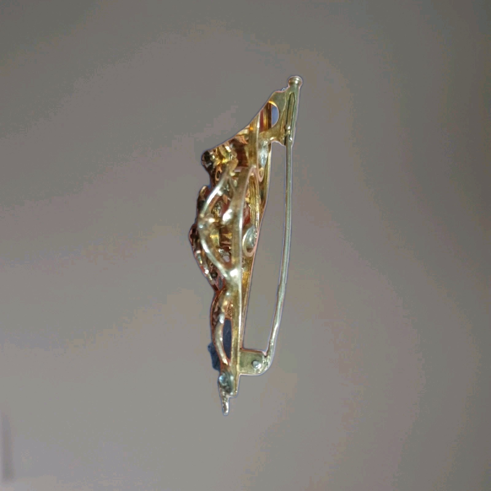 Vintage Marked 925 Silver Victorian Paste Brooch ,2.5″ Long ,