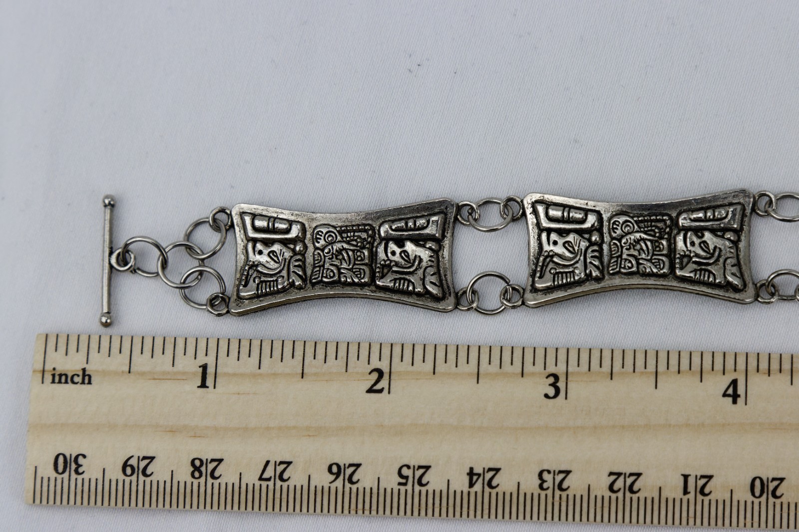 Mayan Style Panel Bracelet, Toggle Closure, 16gr