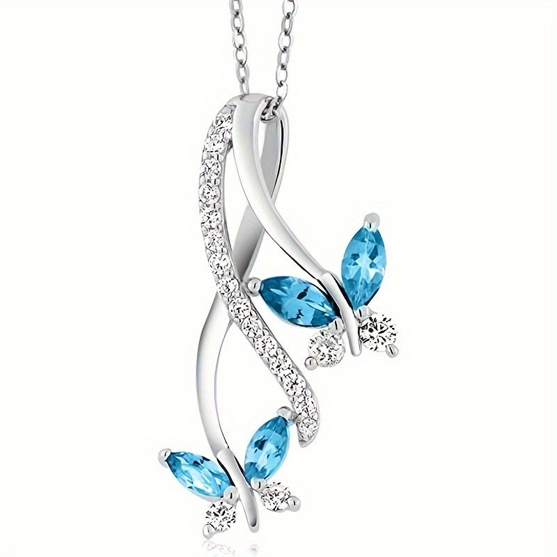 Butterfly Pendant Necklace for Women Inlaid CZ Fashion Jewelry Daily Wear Gift