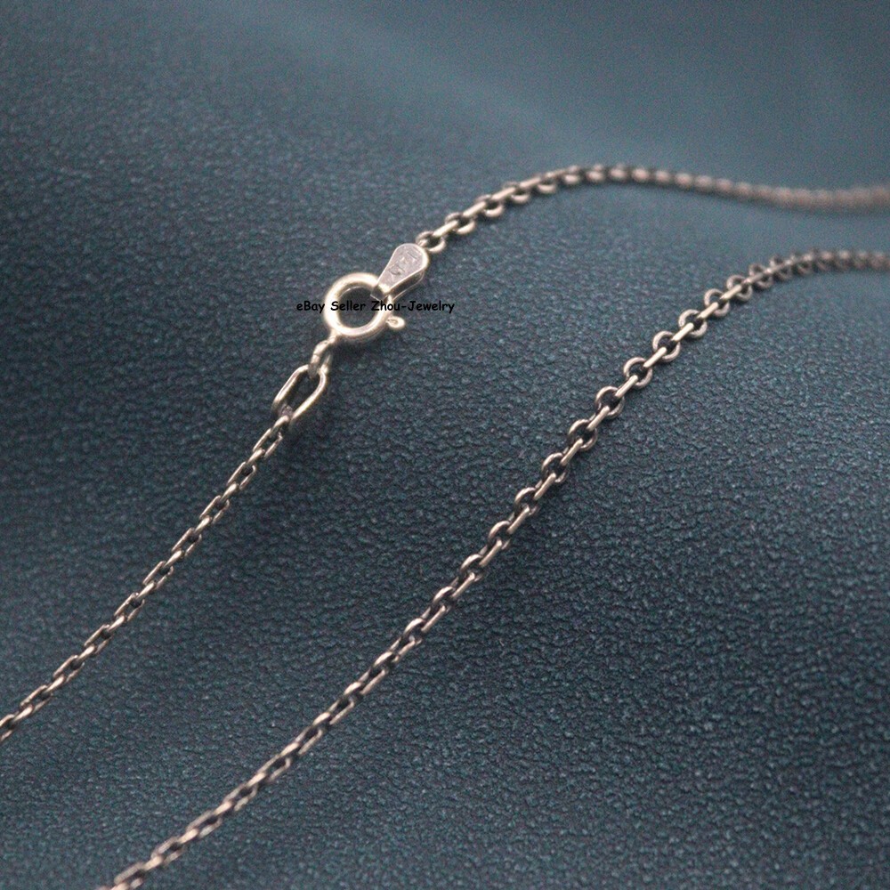 Real S925 Sterling Silver Chain 2mm Lucky O Link Necklace 3-4g 17.9inch