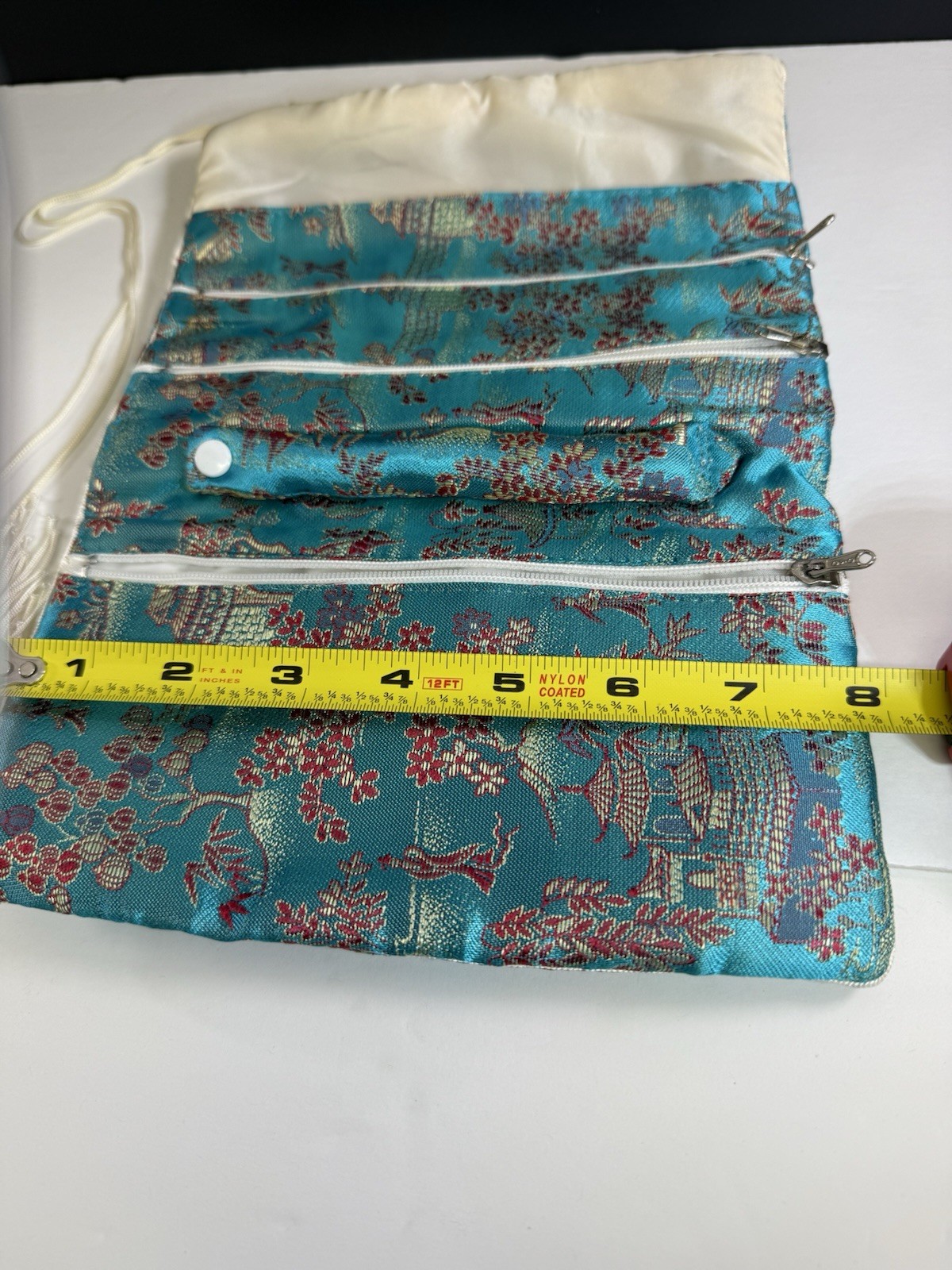Turquoise Blue Travel Jewelry Organizer Roll Foldable Jewelry Storage Holder