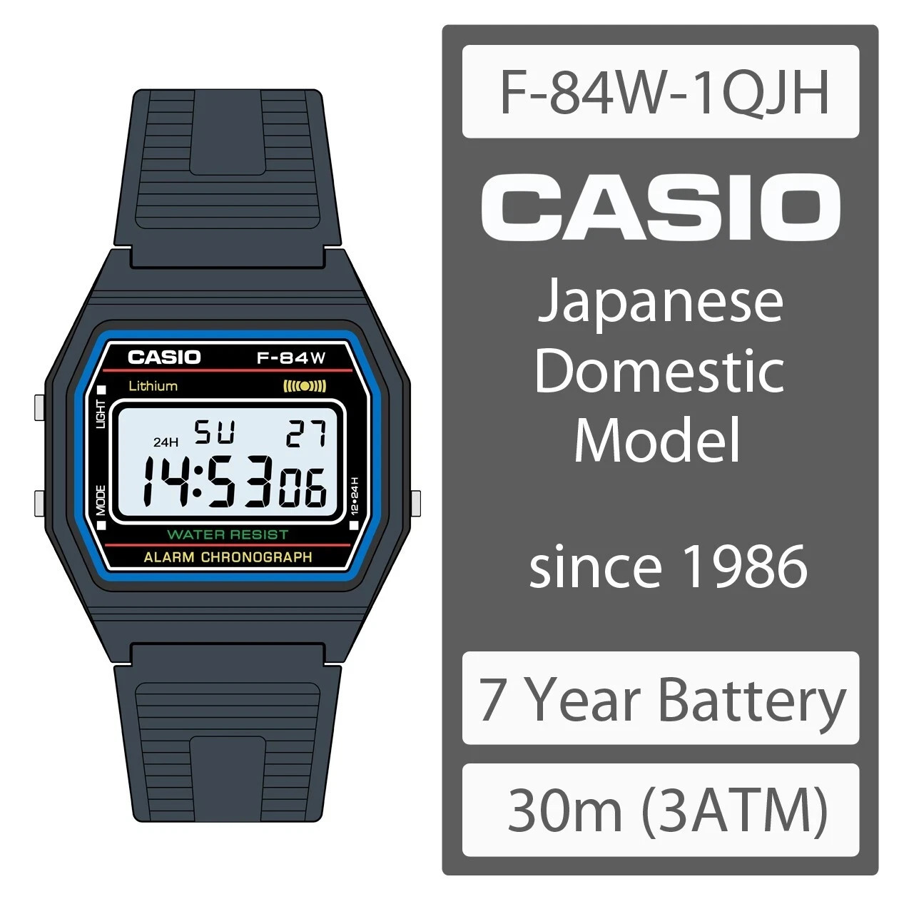 CASIO F-84W-1QJH JDM Model Classic Digital Watch New