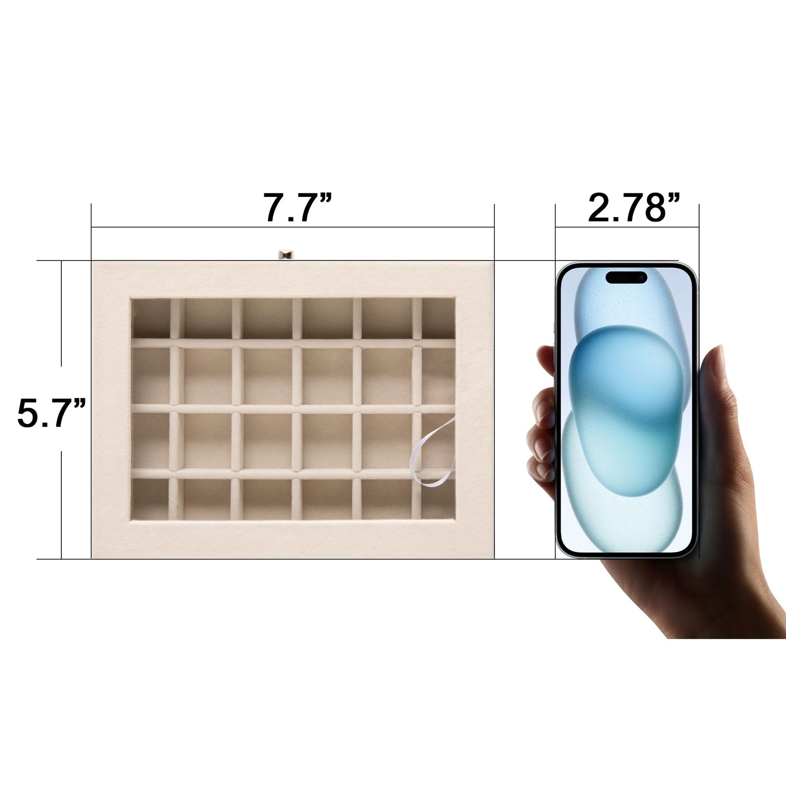 24 Grid Jewelry Tray Velvet Stud Earring Organizer with Clear Lid for Women