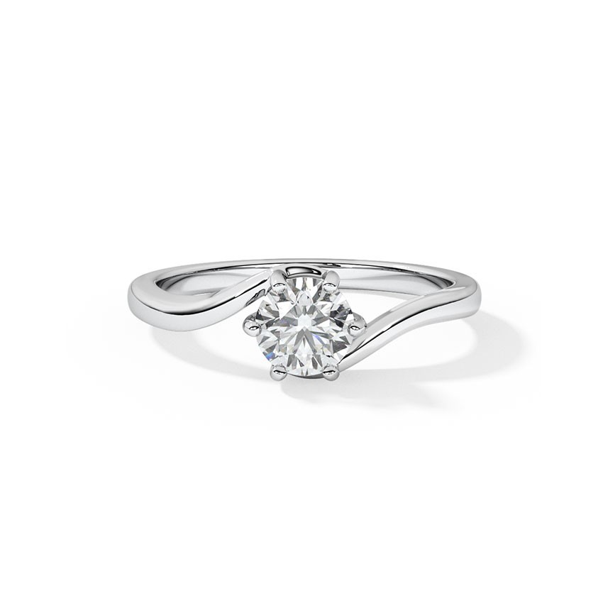 Round Diamond Ring 0.50 Ct GCI IGI Lab Grown Solid 14K White Gold Size 5 6 7 8 9