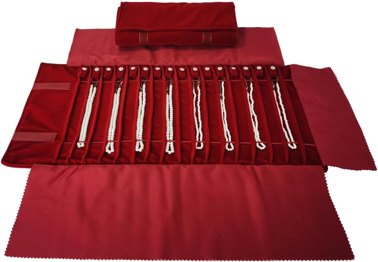 Portable Jewelry Roll Untangled Secure Necklace Travel Storage Bag Displays H…