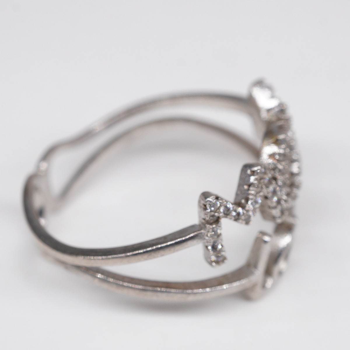 Mother’s Day Eternity Ring Sterling Silver 925 Love CZ Double Band SZ 10 | 3.29g