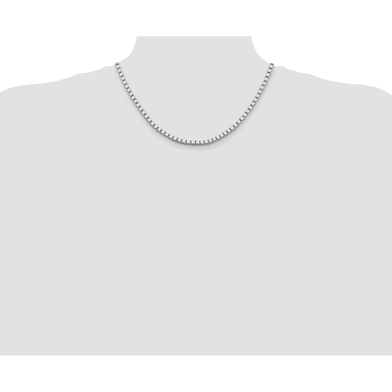 Sterling Silver Solid Polished 3.75mm Plain Box Chain w/ Lobster Clasp 18″ – 30″