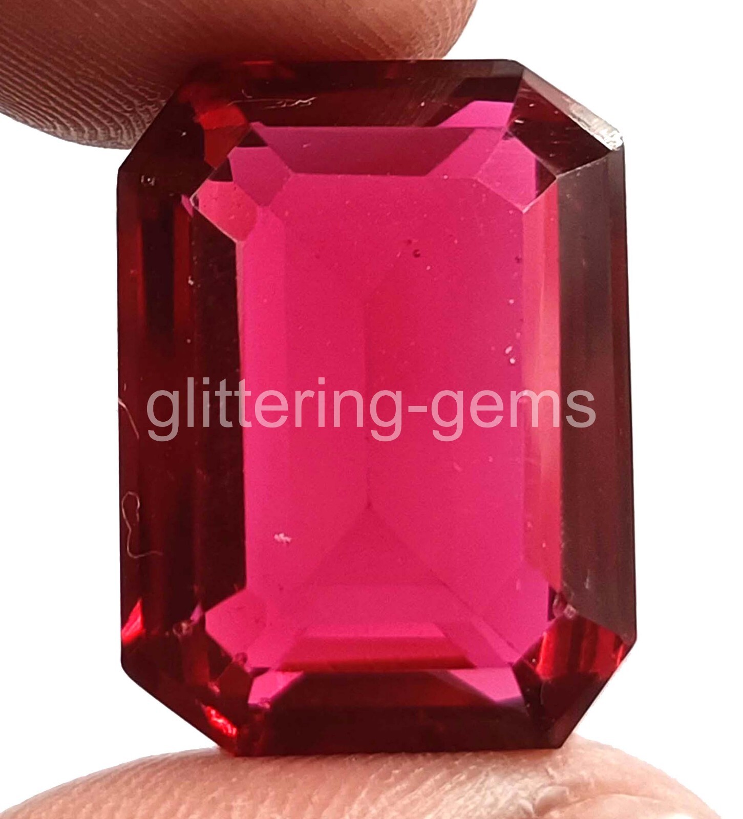 Natural Red Ruby 25.5 Ct Emerald Cut Certified Loose Gemstone 5AIH