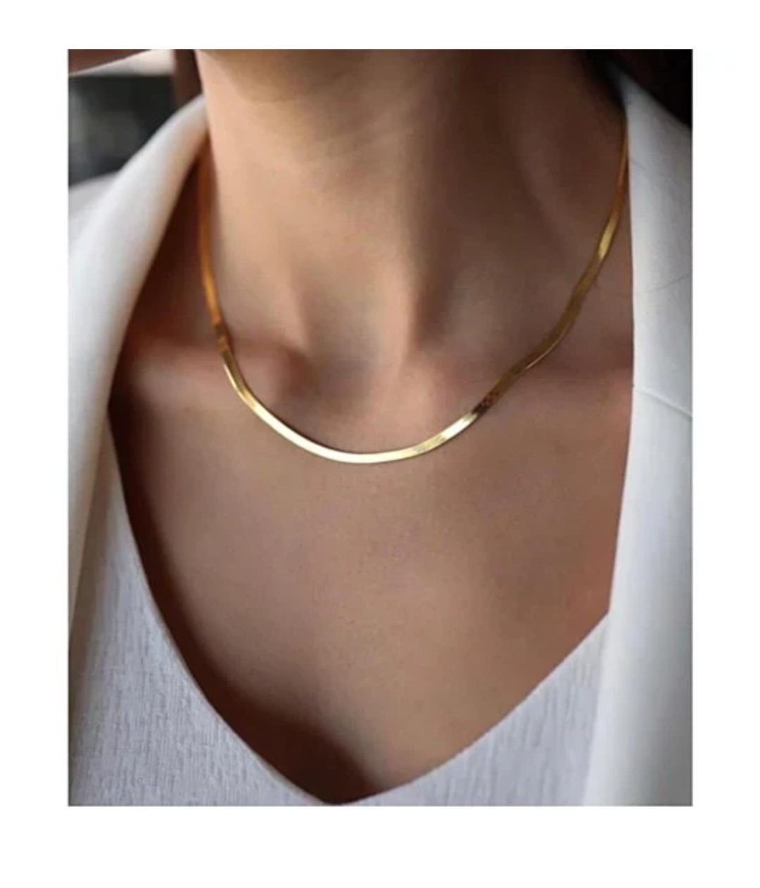 Premium 14K Gold Herringbone Chain | 20” Flat Snake Chain Jewelry