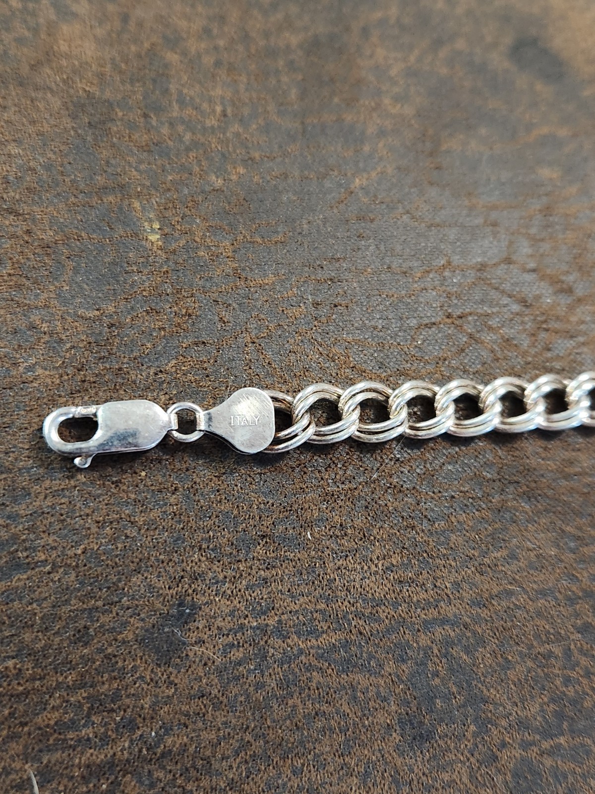Vintage 925 Sterling Silver Double Link Bracelet Italy 6.75in 9.9g