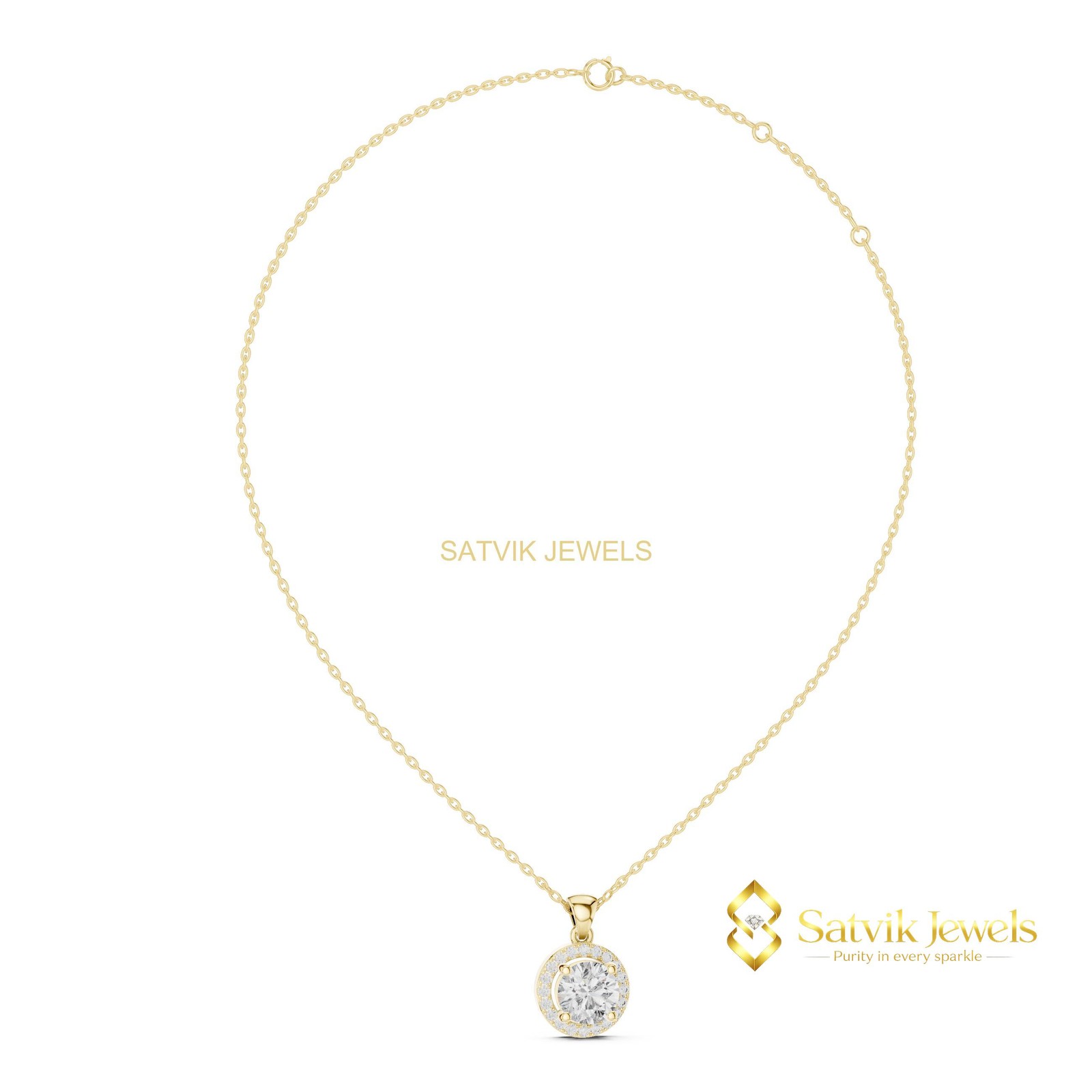 Wedding Lab Grown/CVD VS1 Diamond Classic Women Pendant 10K Gold IGI Round Cut