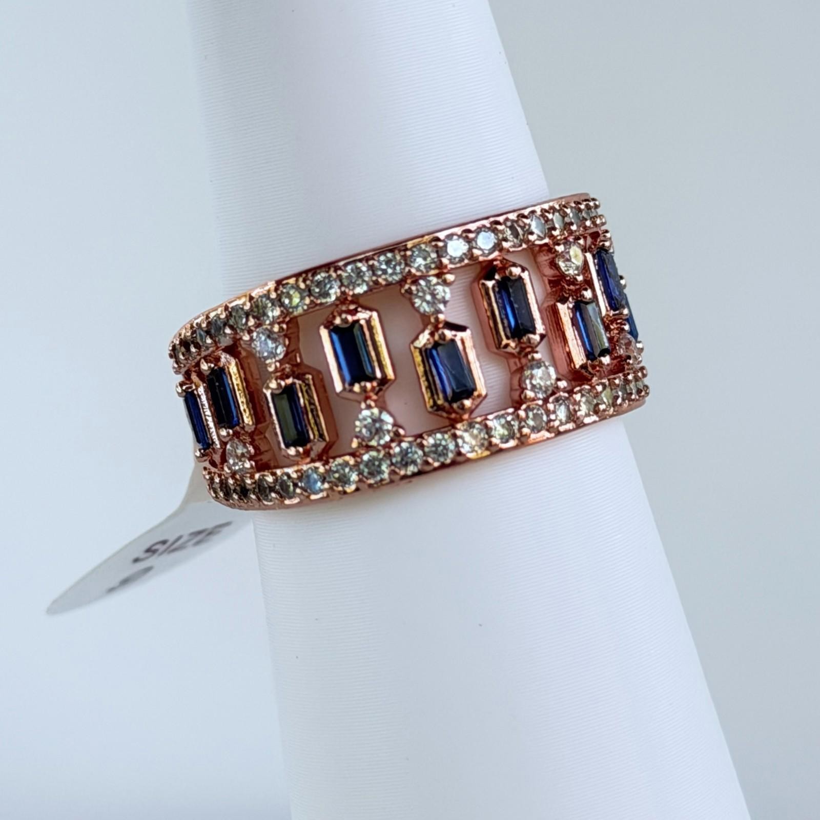 Bomb Party September Ring Sz 9 “Love In the Space Between” LC Sapphire Rose Gold