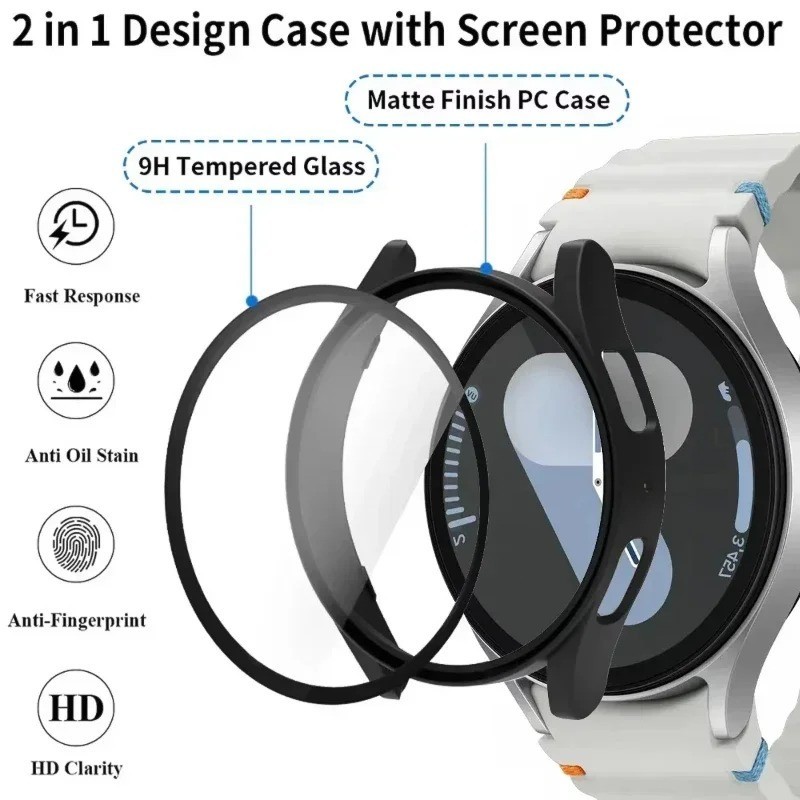 Samsung Galaxy Watch 4 5 6 7 Case Strap Silicone Band Cover 40mm 44mm