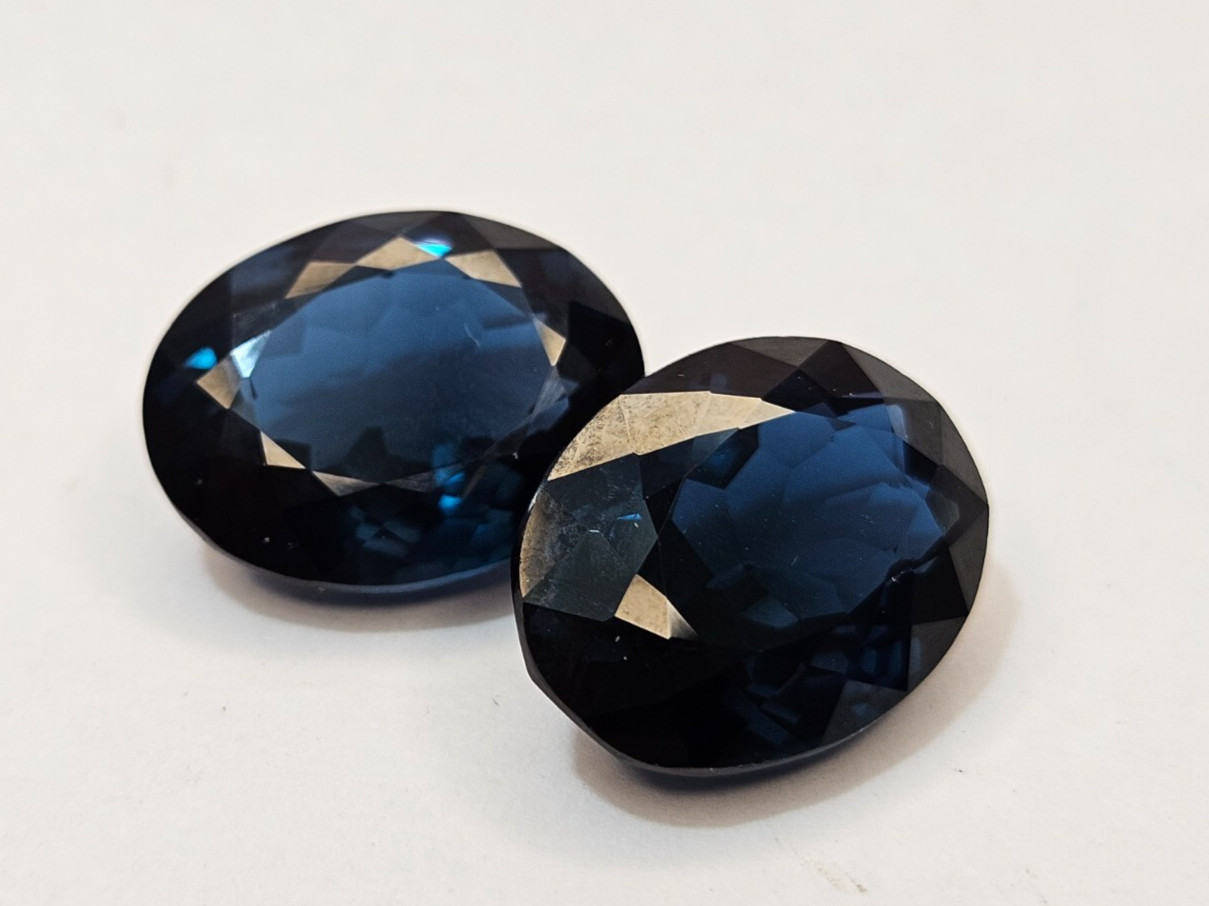 Tourmaline 47-48 Ct Natural Dark Blue Indicolite Pair Oval Cut Gemstone KH1038