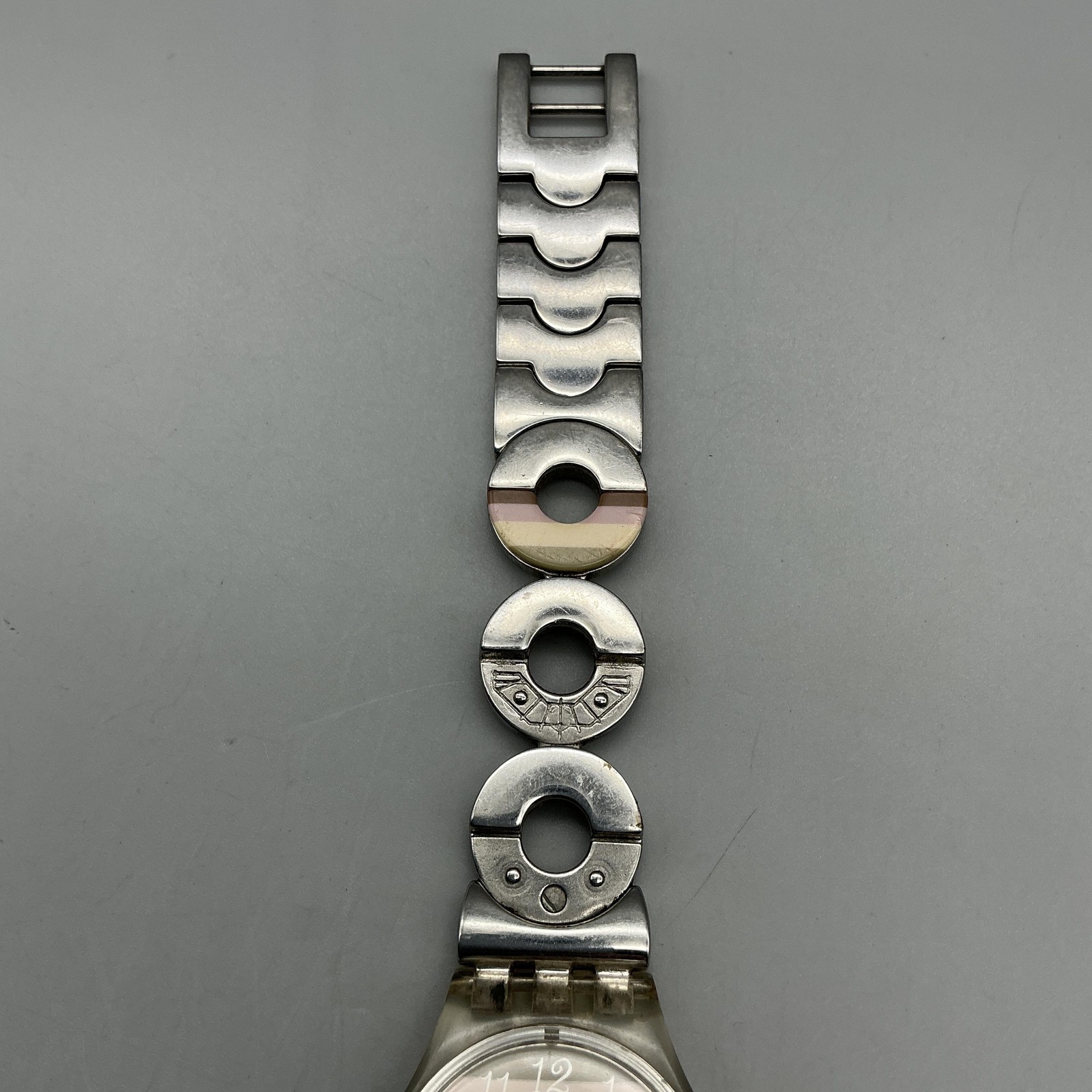 Vintage Swatch Metallic Dune Womens Watch 25mm Stainless Swiss New Battery 7.75″