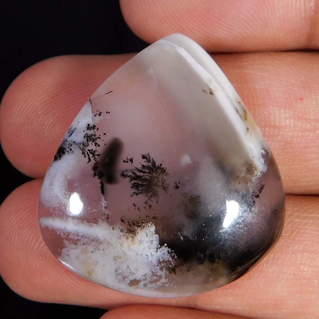 41.65Cts. Natural Gorgeous Dendritic Opal Pear Cabochon Reiki Healing Gemstone