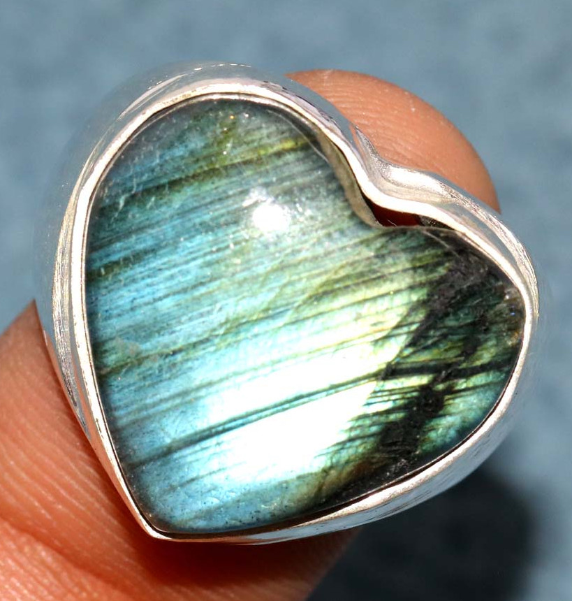 Man’s & Woman’s Fiery Labradorite Fine Finish 925 Silver Plated Ring Jewellery