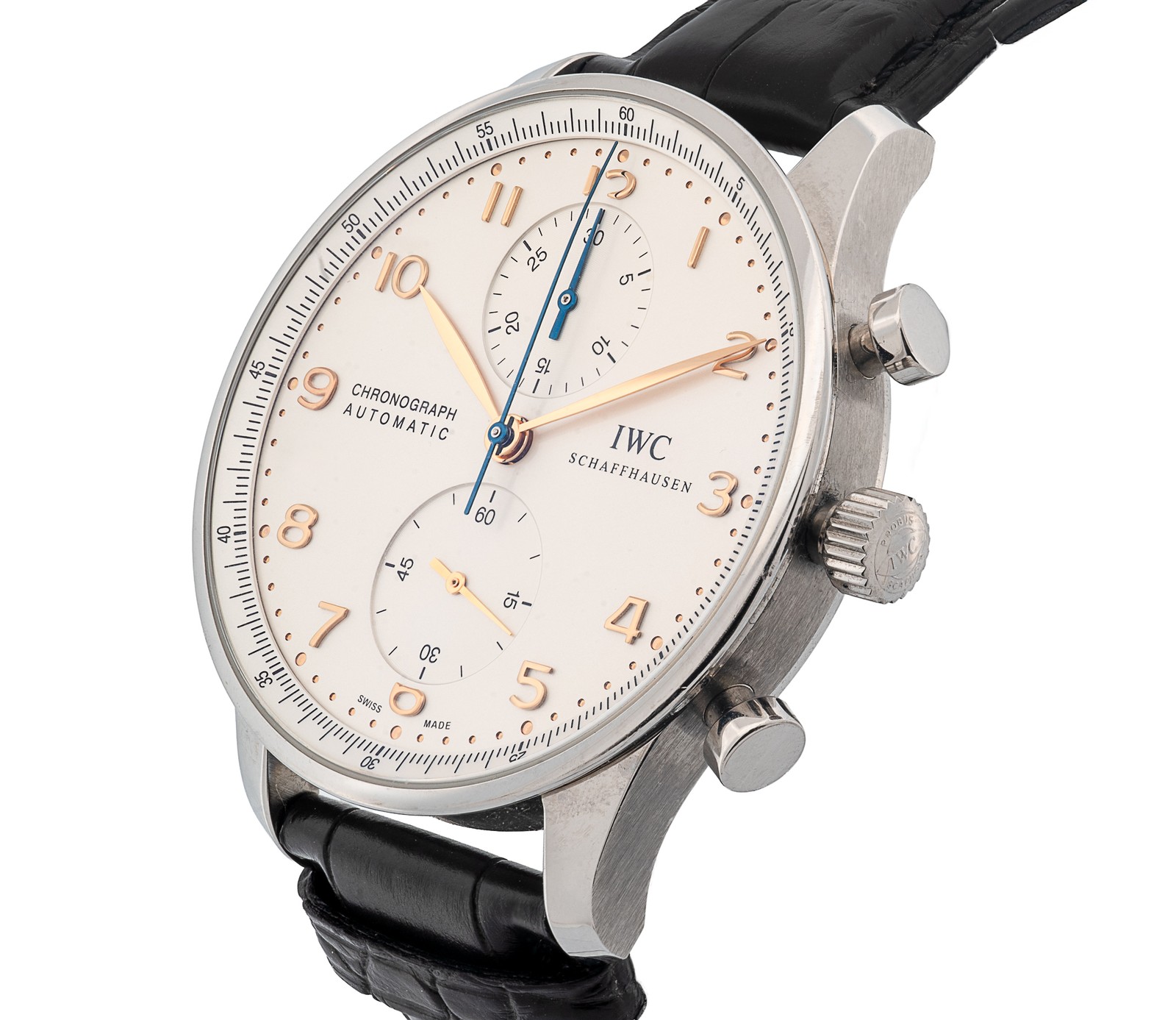 IWC Portugieser 41mm Stainless Steel Automatic Watch Oyster Dial Ref 371604