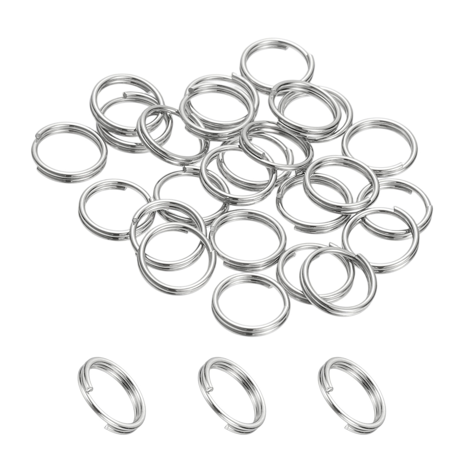 Round Split Ring, 20 Pcs 7 mm Small Split Ring with Double Loops, Silver