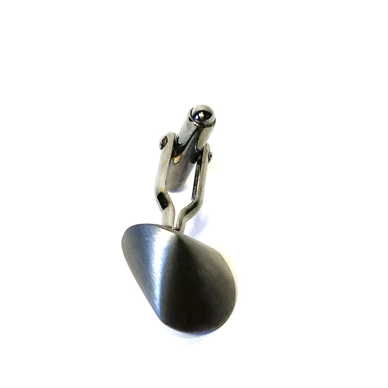 LANVIN PARIS Mens Ruthenium Plated Oval Teardrop Metal Cufflinks Gray $280