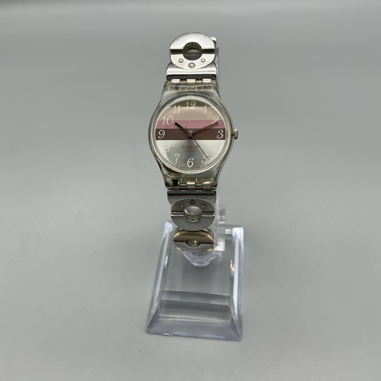 Vintage Swatch Metallic Dune Womens Watch 25mm Stainless Swiss New Battery 7.75″