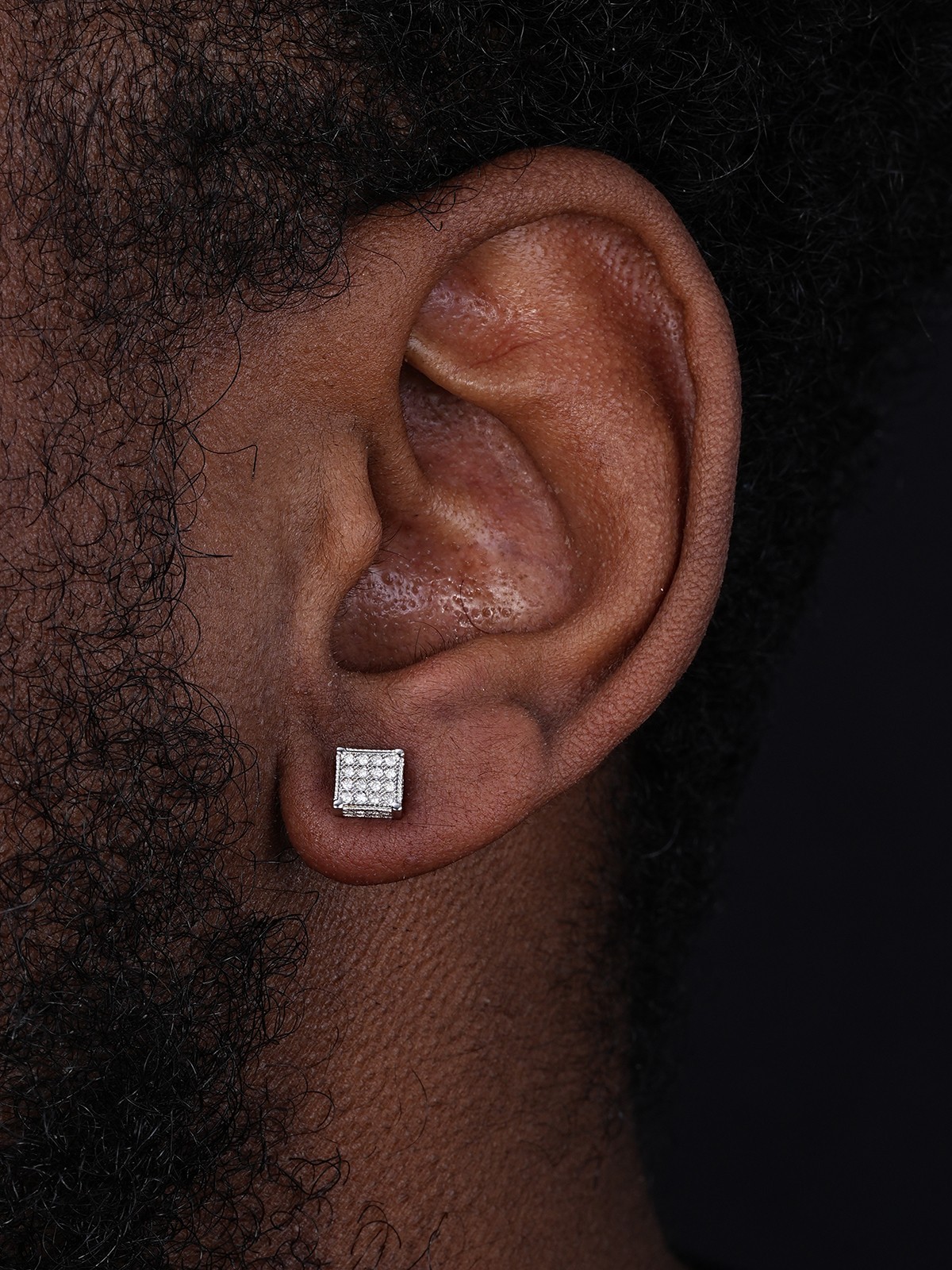 Real Moissanite 925 Silver Small Cube Iced Hip Hop Earrings Stud Passes Tester