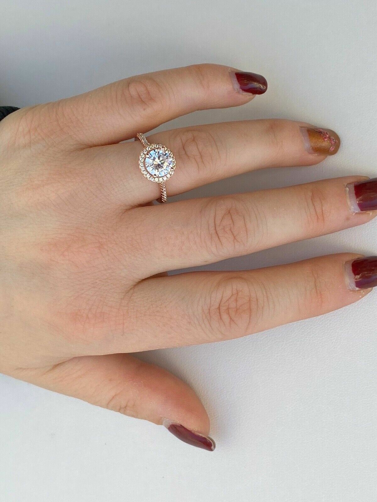 Solid Sterling Silver Icy Engagement Promise Ring 14k Yellow Rose Gold Plated CZ