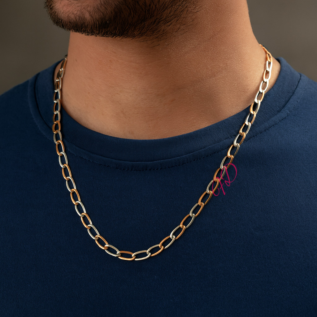 4.1 MM Platinum Designer Chain 18k Rose Gold Length 20 Inch Necklace PT950