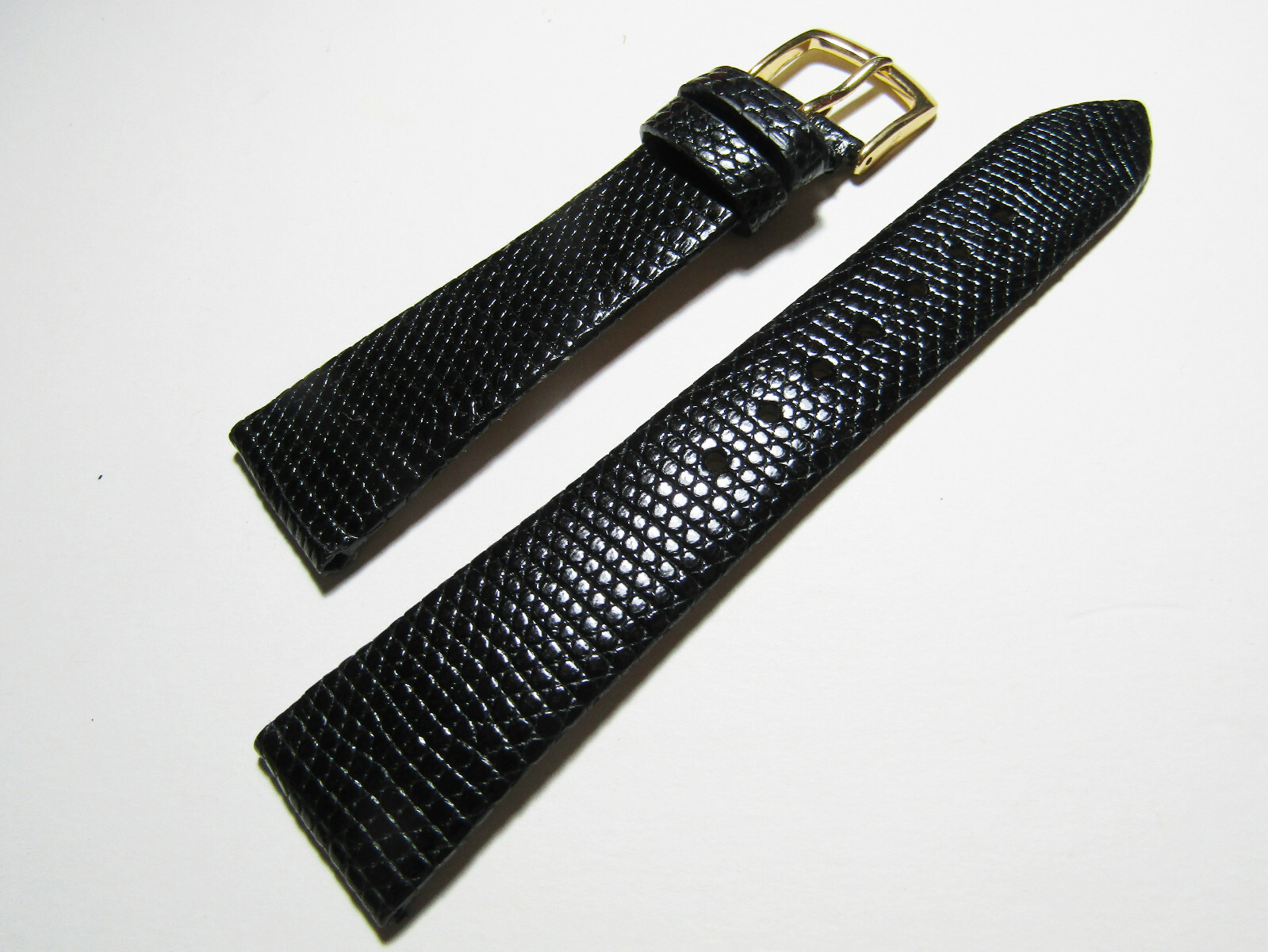 Hadley-Roma MS700 17mm Long Watch Strap Men’s Black Genuine Lizard