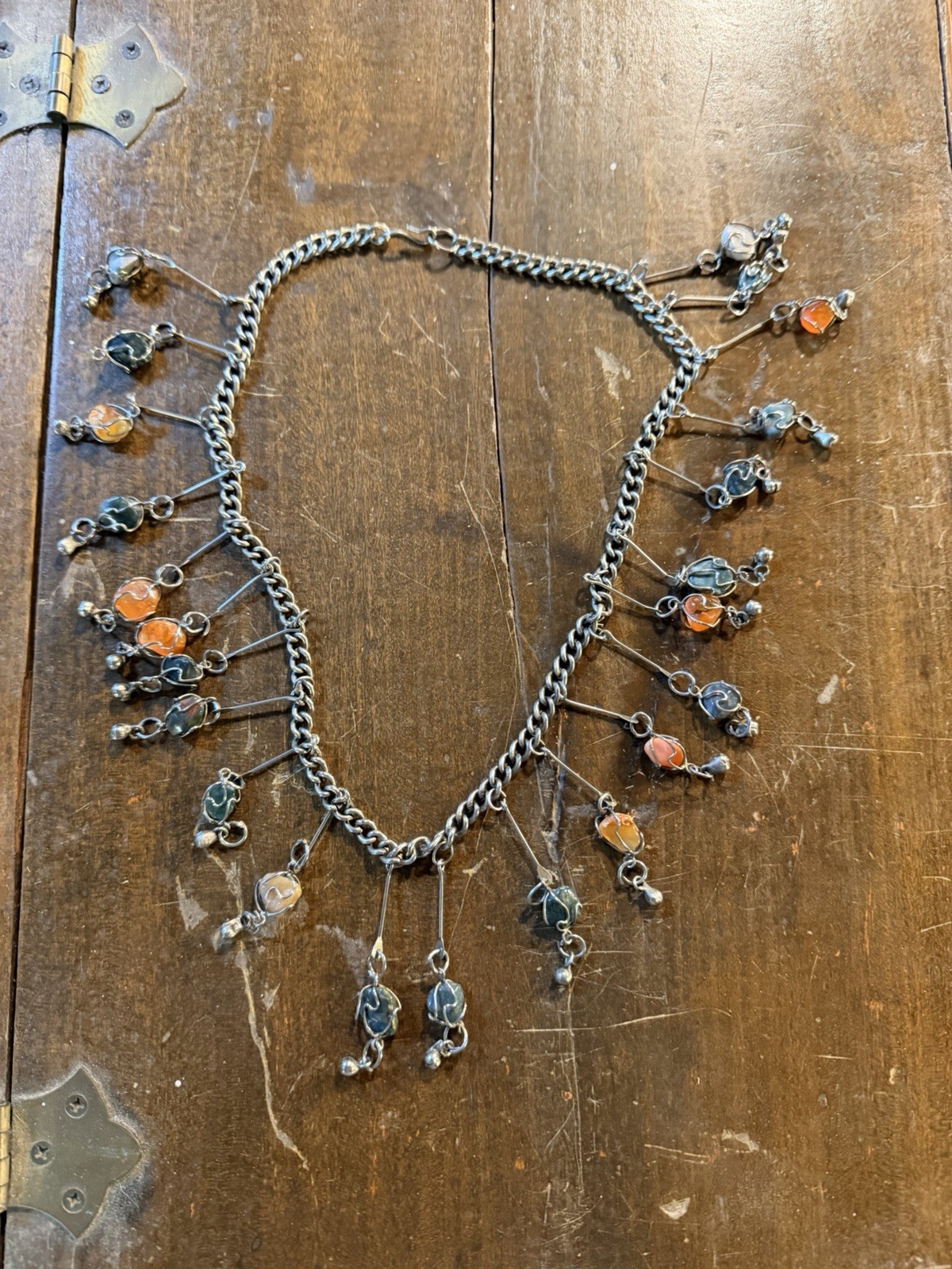 Artisan-Made Dangle Agate & Other Natural Gemstones Necklace One of a Kind 20”