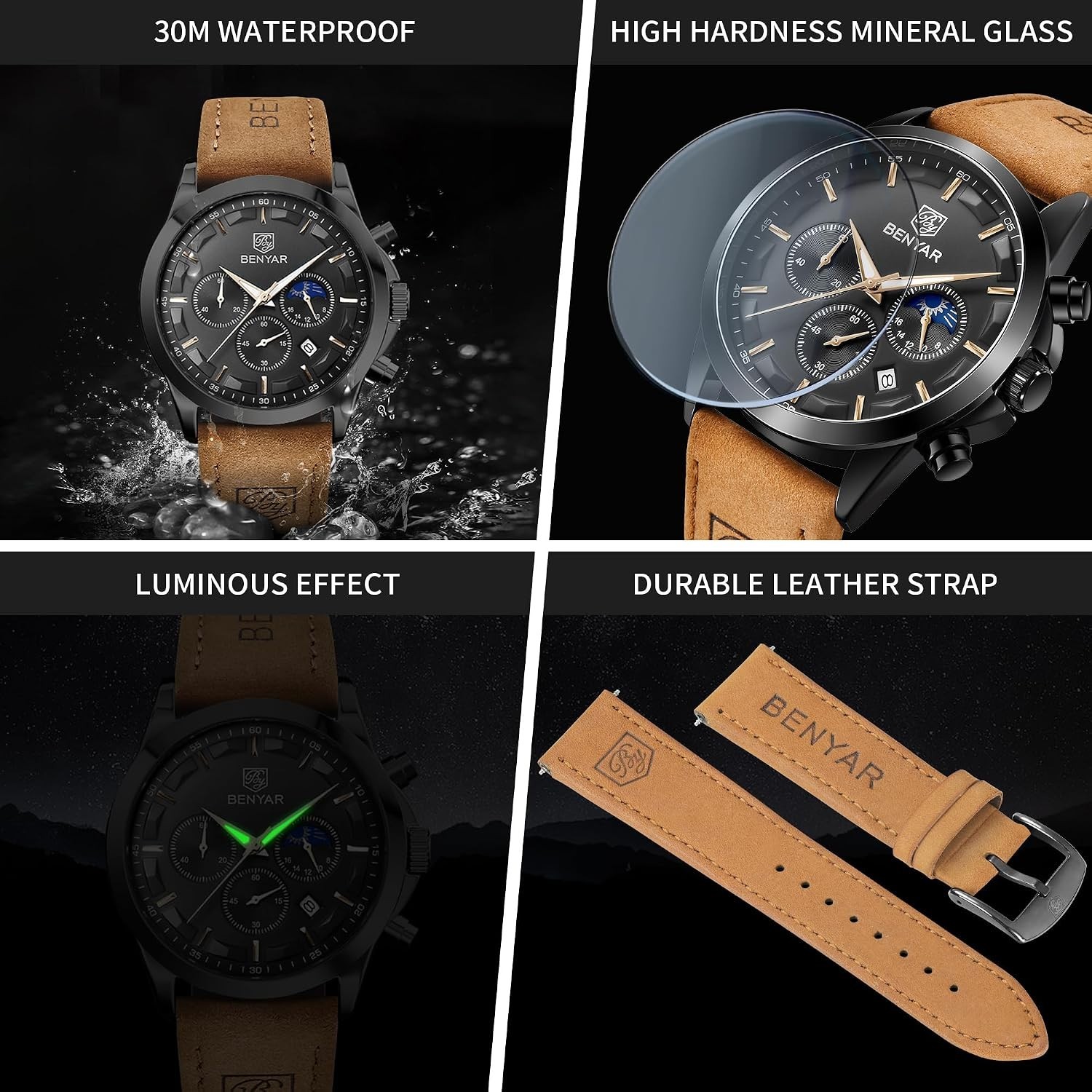 Stylish Men’s Black Dial Chronograph Watch – Bracelet for Casual & Business Wear