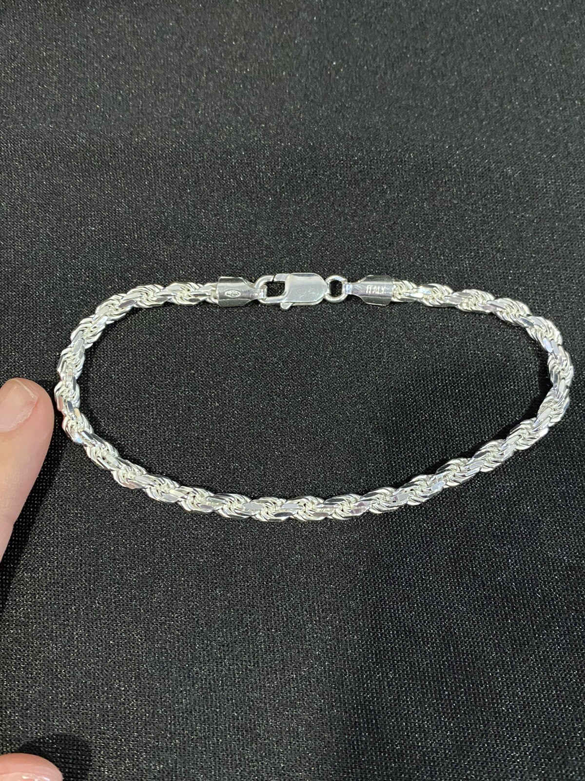 .925 Sterling Silver Men’s Male Women’s Twisted Rope Chain Bracelet 8.5 inches