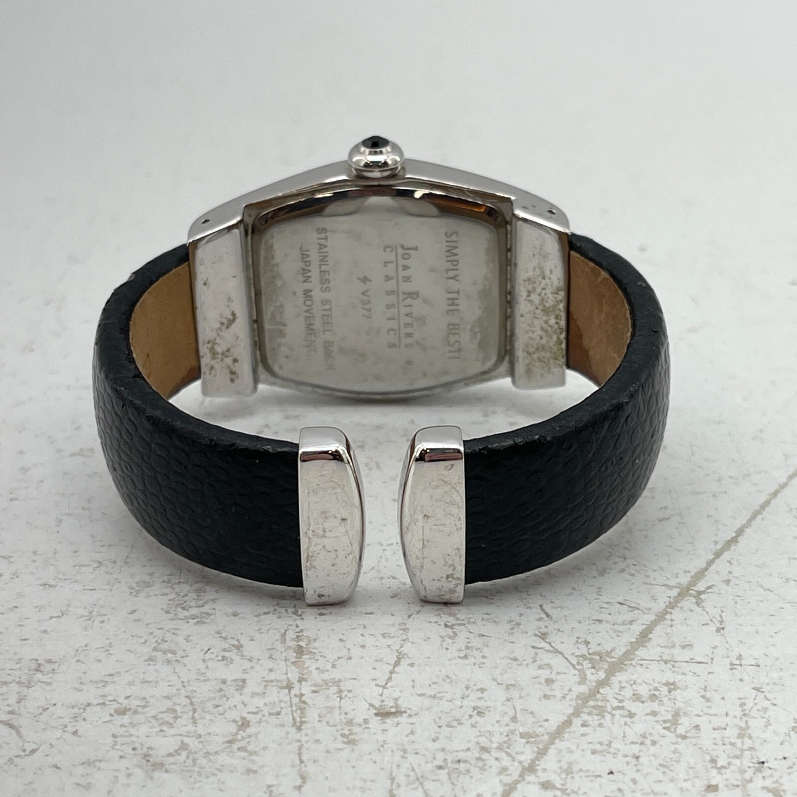Joan Rivers Classics V377 Watch Leather Bangle Wristwatch Silver Tone Working
