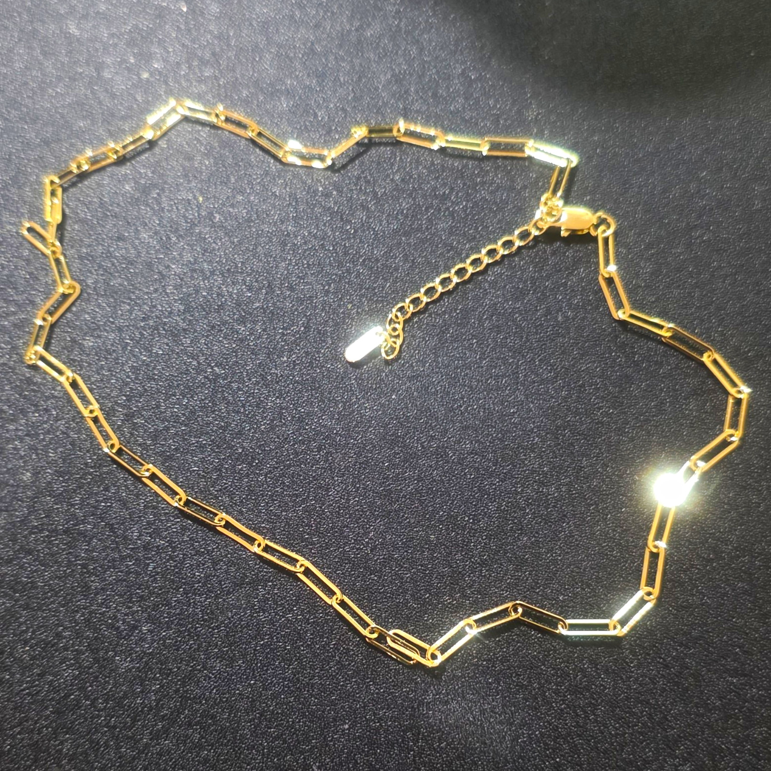 New 18K Gold Filled Paperclip Chain Necklace, Lobster Clasp, Adjustable Extender