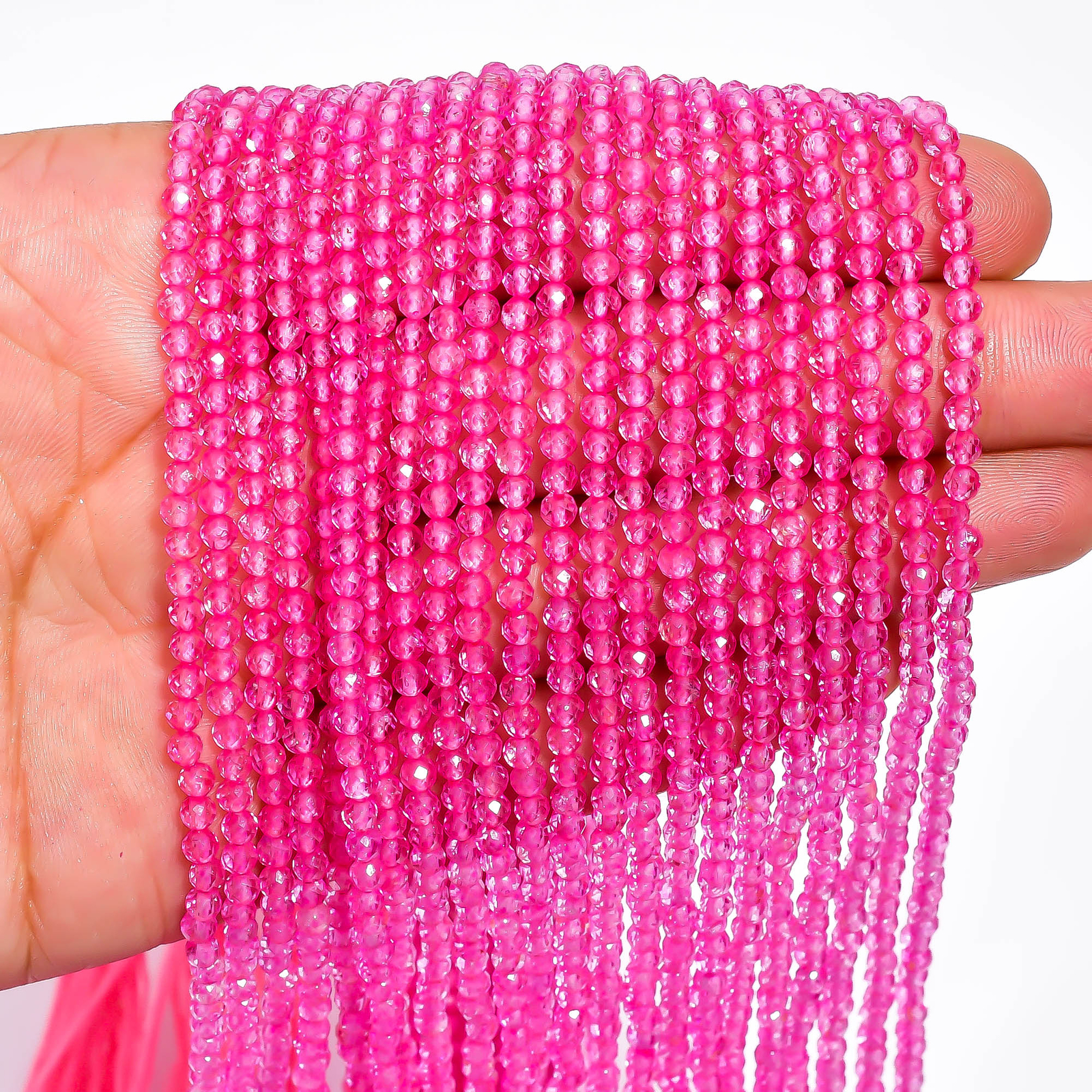 Natural Pink Topaz Gemstone Round Shape Faceted Beads 3X3 mm Strand 13″ EB-681