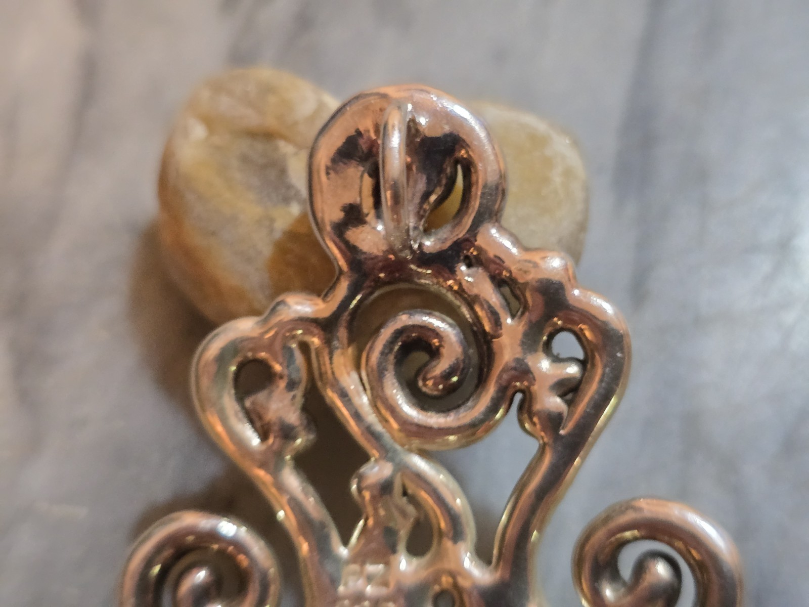 ​Vintage PZ Israel 925 Sterling Silver Scroll Filigree Openwork Puff Pendant…