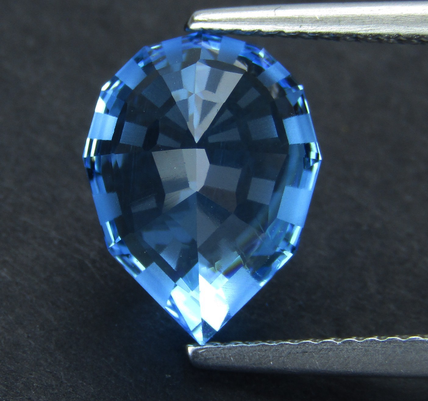 6.45Cts Classic Natural Swizz Blue Topaz Pear Shape Precision Cut